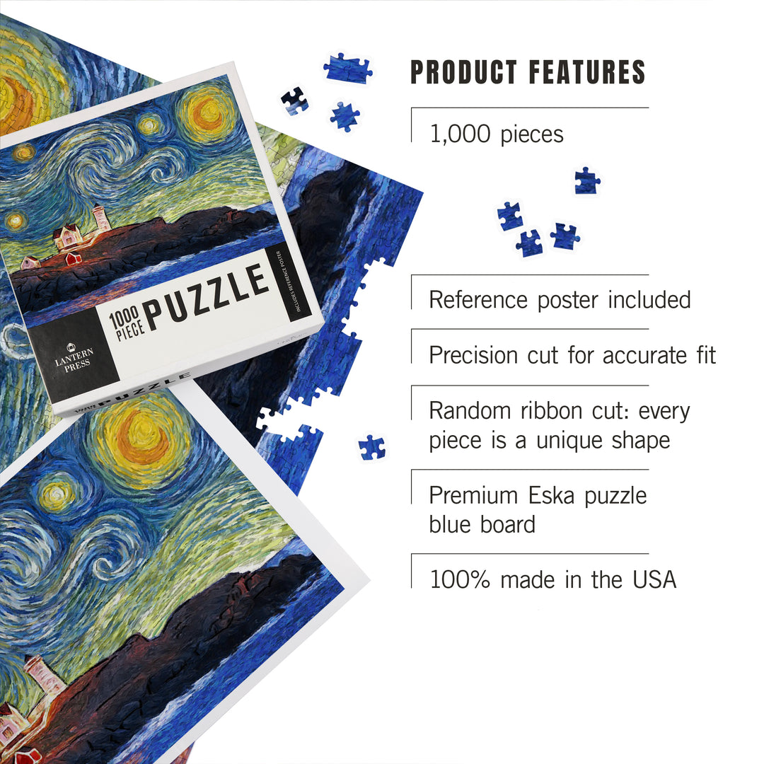 East Coast Lighthouse, Starry Night, Jigsaw Puzzle