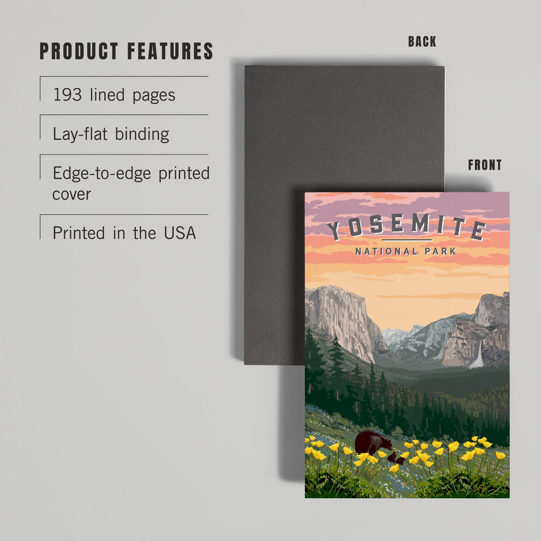 Lined 6x9 Journal, Yosemite National Park, Wildlife and Spring Flowers, Lay Flat, 193 Pages, FSC paper