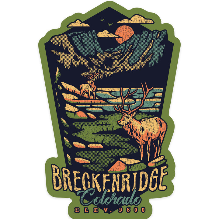 Breckenridge, Colorado, Distressed Vector, Contour, Lantern Press Artwork, Vinyl Sticker