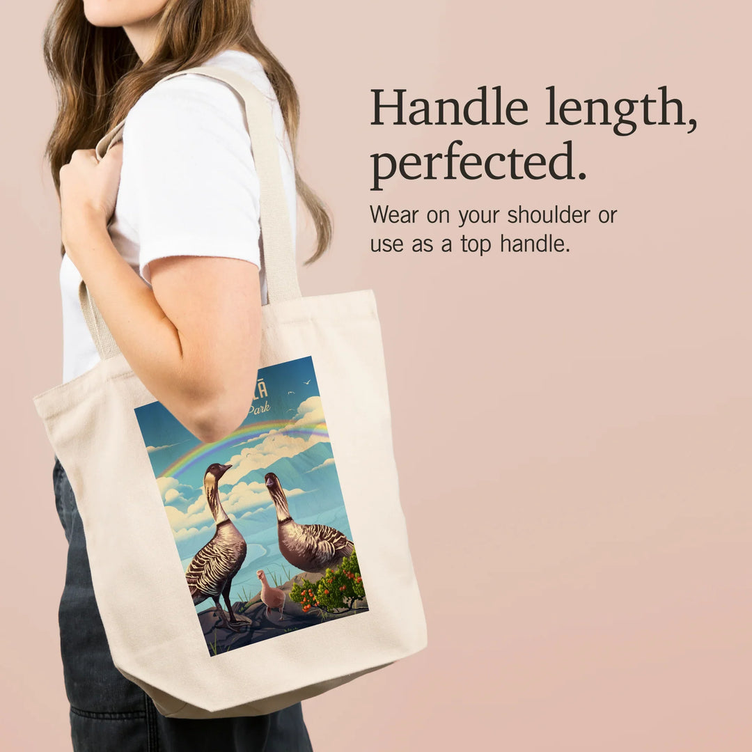 Haleakala National Park, Hawaii, Lithograph Wildlife Series, Nene, Tote Bag