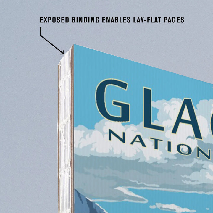Lined 6x9 Journal, Glacier National Park, Montana, Avalanche Lake Illustration, Lay Flat, 193 Pages, FSC paper