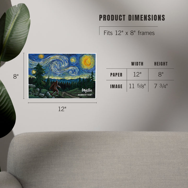 Mystic, Connecticut, Starry Night, Bigfoot, Art & Giclee Prints