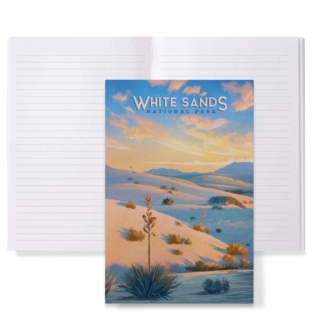 Lined 6x9 Journal, White Sands National Park, New Mexico, Oil Painting, Lay Flat, 193 Pages, FSC paper