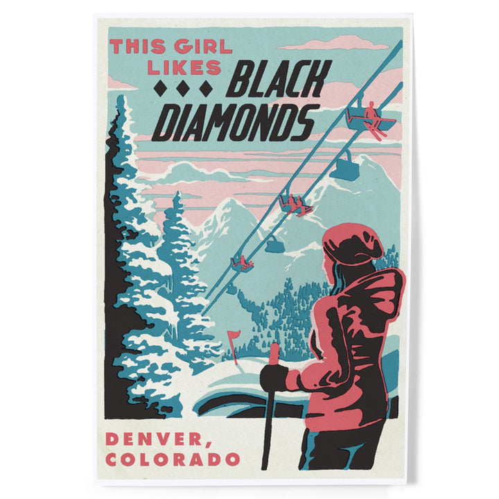 Denver, Colorado, Ski Black Diamond, Art & Giclee Prints