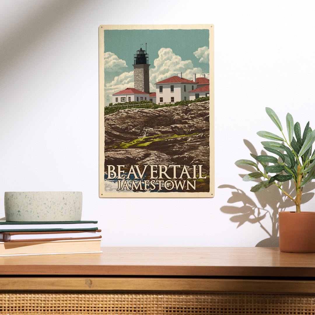 Jamestown, Rhode Island, Letterpress, Beavertail, Wood Sign and Postcards