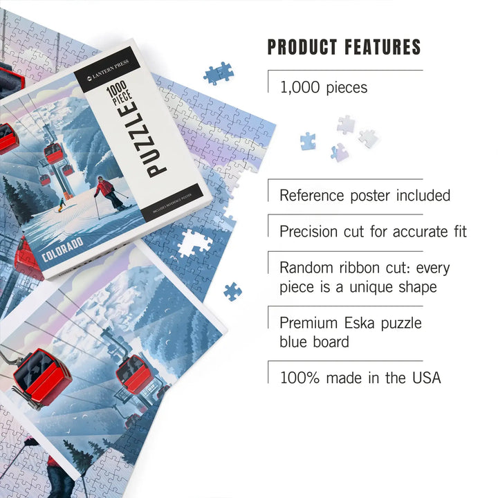 Colorado, Lithograph, Gondolas, Jigsaw Puzzle