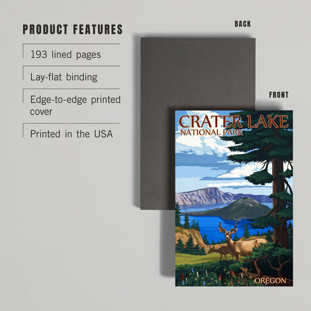 Lined 6x9 Journal, Crater Lake National Park, Oregon, Deer Family, , Lay Flat, 193 Pages, FSC paper