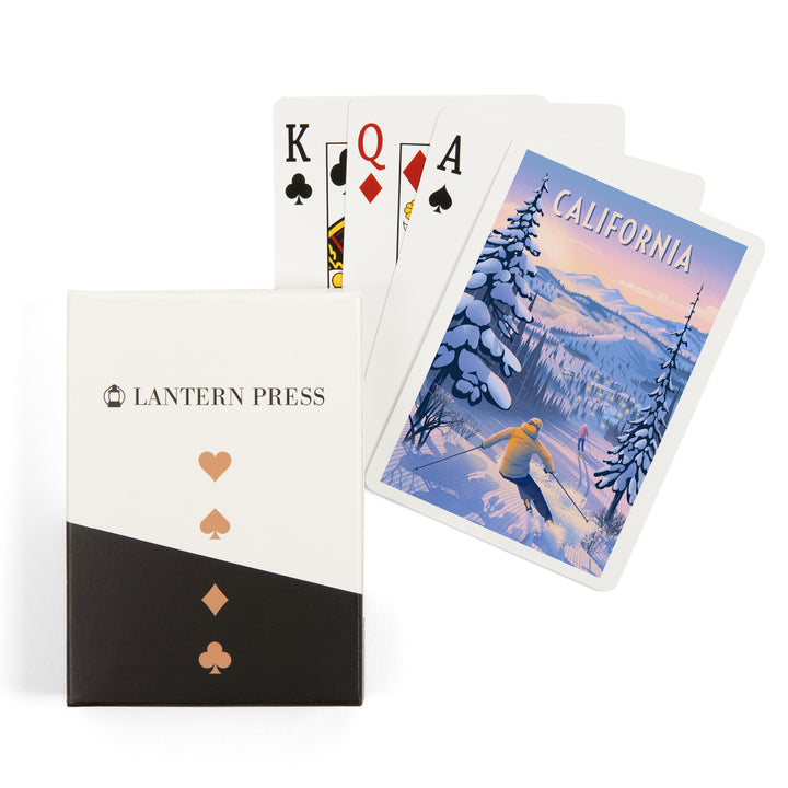 Playing Cards, California, Ski for Miles, Skiing, 52 Card Deck with Jokers in Box, Unique Art