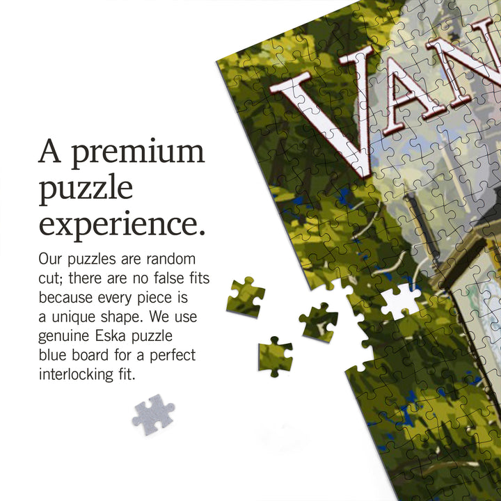 Vancouver, British Columbia, Painterly, Steam Clock, Jigsaw Puzzle