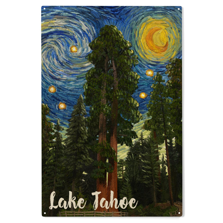 Lake Tahoe, California, Starry Night, Wood Sign and Postcards