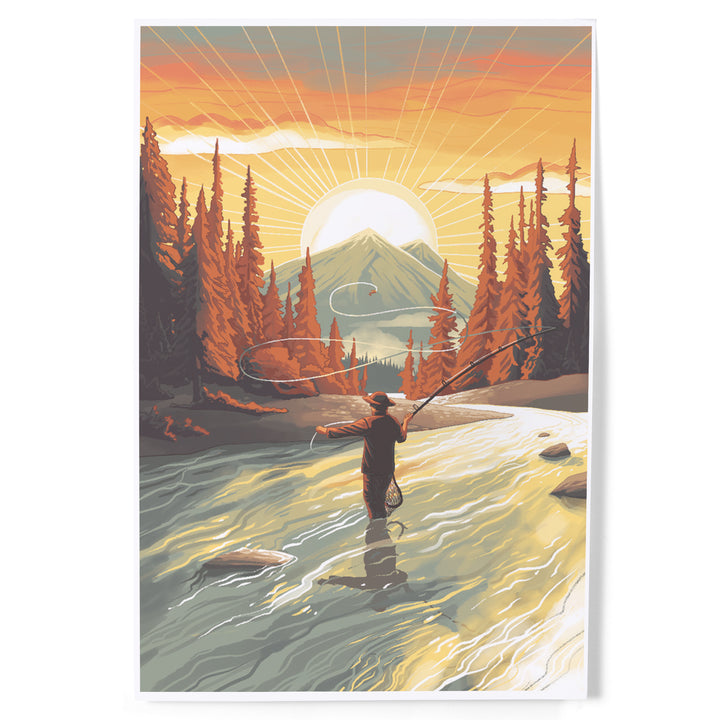 This is Living, Fly Fishing with Mountain, Art & Giclee Prints