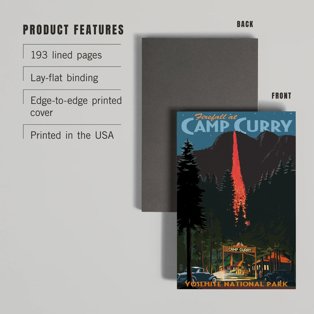 Lined 6x9 Journal, Yosemite National Park, California, Firefall and Camp Curry, Lay Flat, 193 Pages, FSC paper