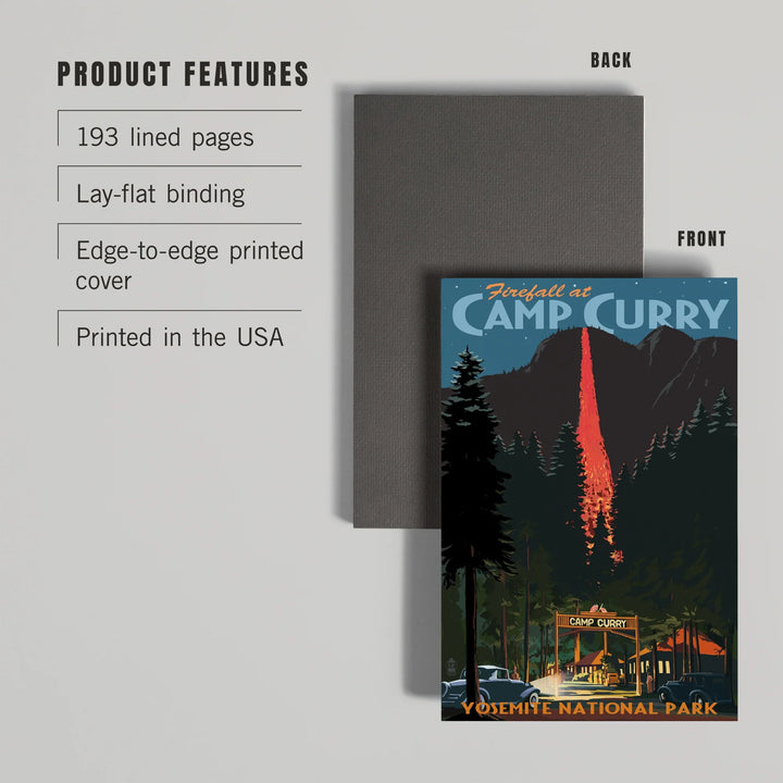 Lined 6x9 Journal, Yosemite National Park, California, Firefall and Camp Curry, Lay Flat, 193 Pages, FSC paper