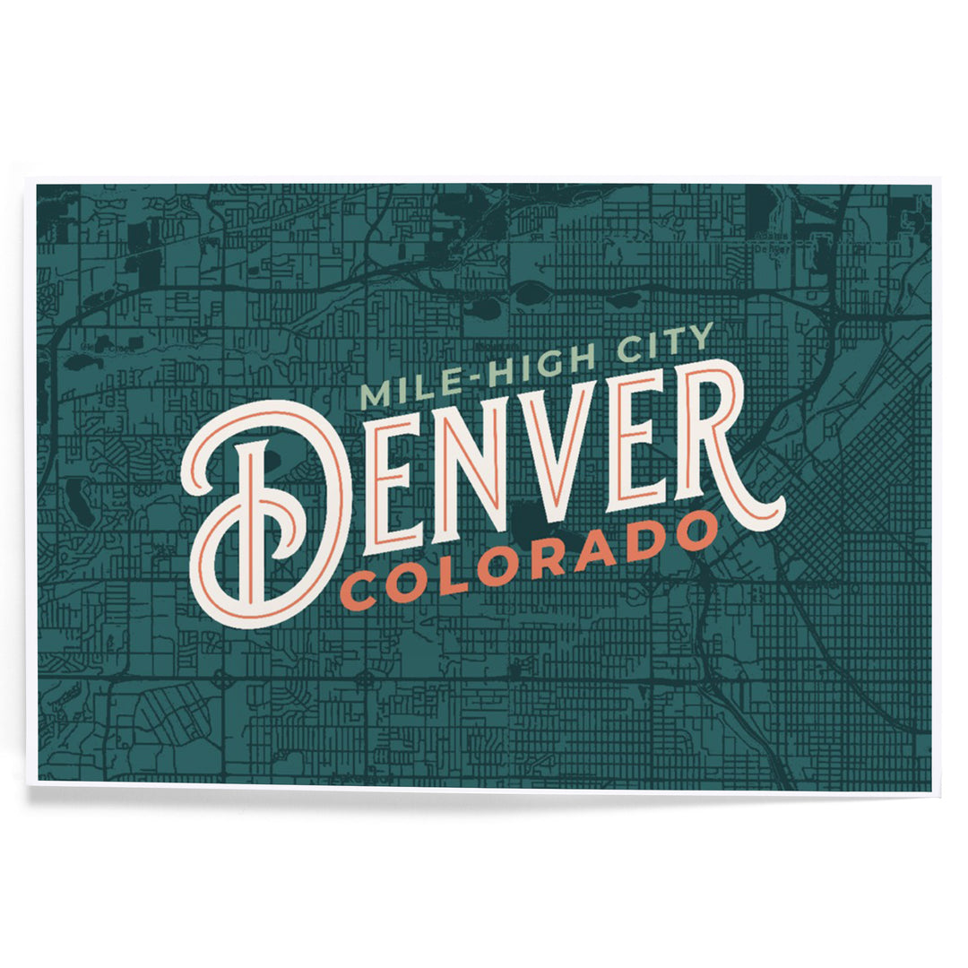 Denver, Colorado, Wayfinder Collection, Map and City Name, Mile-High City, Art & Giclee Prints