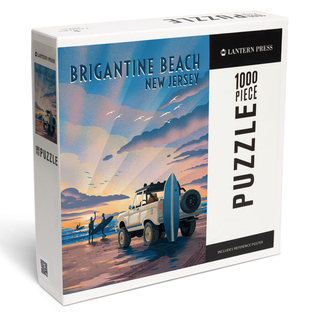 Brigantine Beach, New Jersey, Beach Lithograph, Jigsaw Puzzle