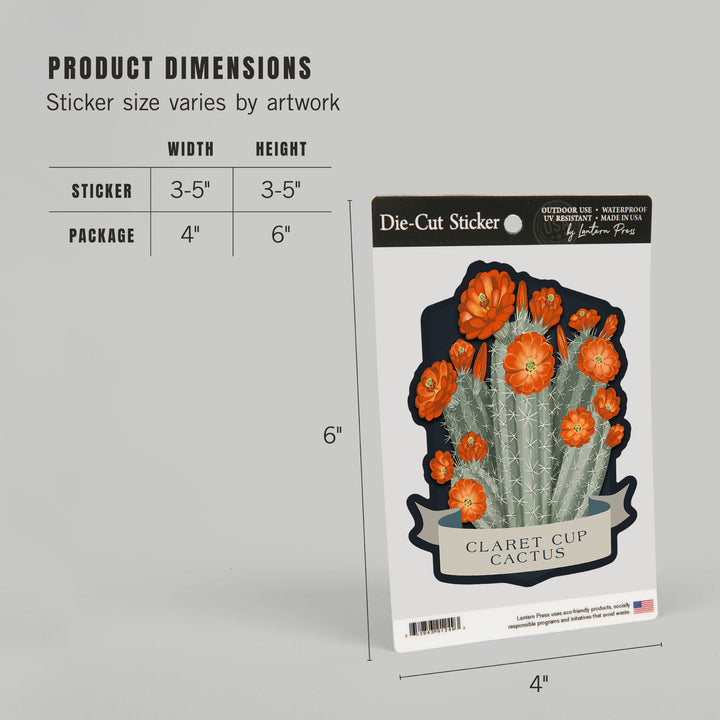 Vintage Flora Noir, Claret Cup Cactus, Vinyl Sticker