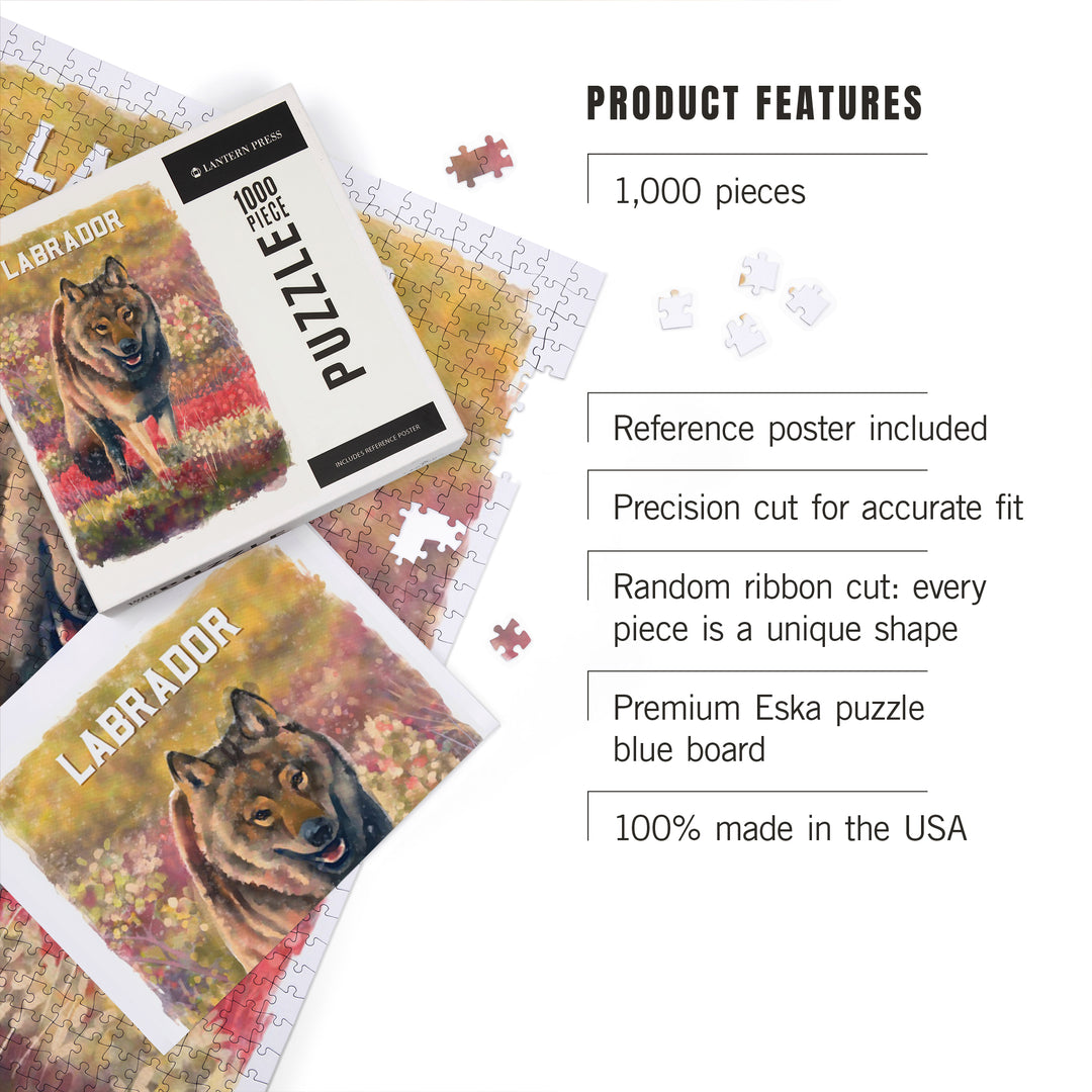 Labrador, Watercolor Study, Gray Wolf, 1000 Piece Jigsaw Puzzle