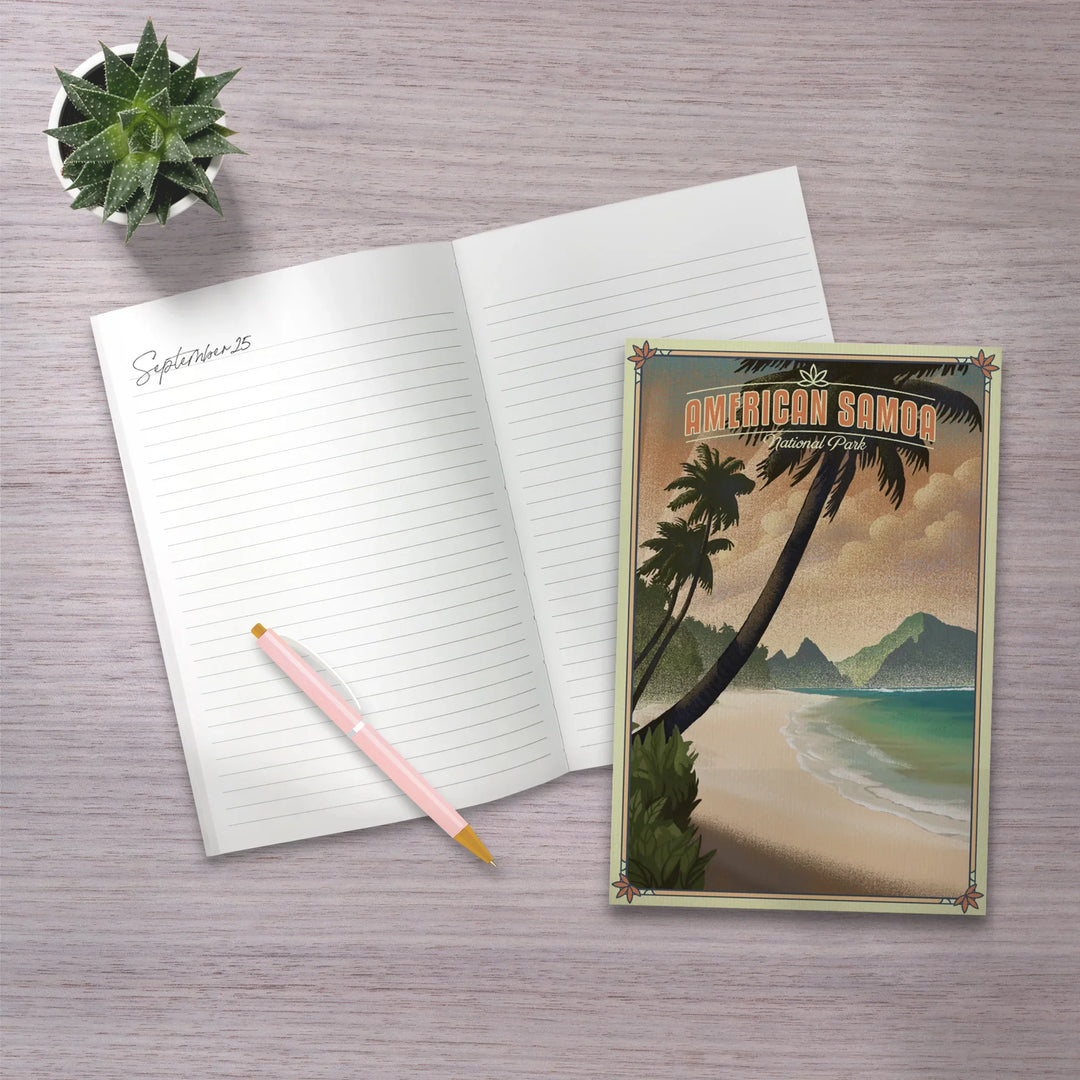 Lined 6x9 Journal, National Park of American Samoa, American Samoa, Lithograph, Lay Flat, 193 Pages, FSC paper