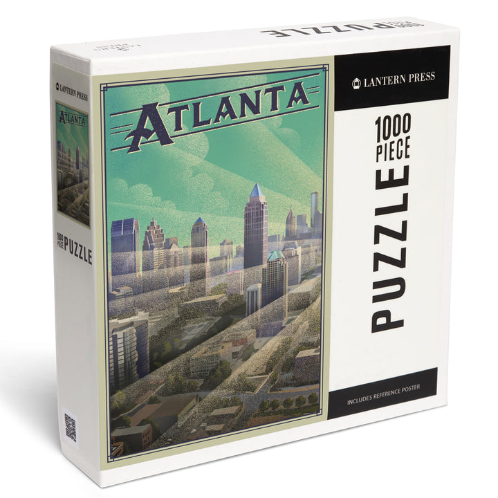 Atlanta, Georgia, Skyline, Litho, Jigsaw Puzzle