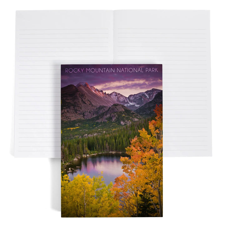 Lined 6x9 Journal, Rocky Mountain National Park, Colorado, Lake and Mountain, Lay Flat, 193 Pages, FSC paper