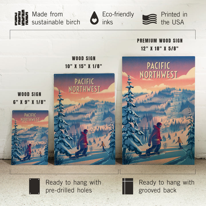 Pacific Northwest, Shred the Gnar, Snowboarding, Wood Signs and Postcards