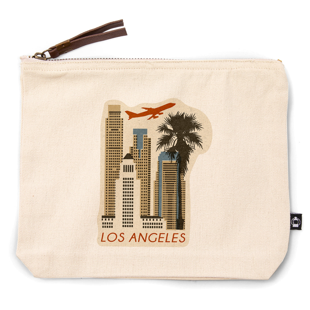 Los Angeles, California, Woodblock, Contour, Lantern Press Artwork, Accessory Go Bag