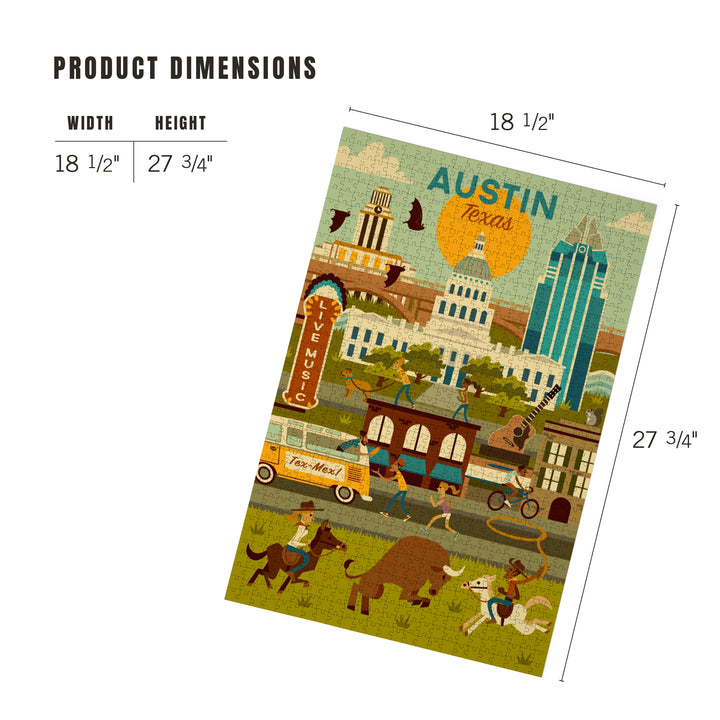 Austin, Texas, Geometric, City Series, 1000 Piece Jigsaw Puzzle