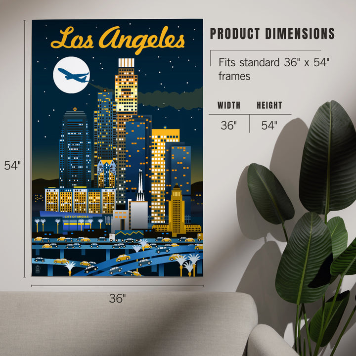 Los Angeles, Retro Skyline Series, Dark, Art & Giclee Prints