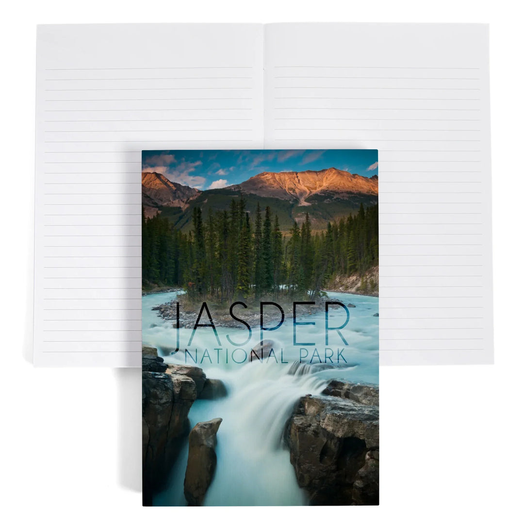 Lined 6x9 Journal, Jasper National Park, Alberta, Canada, Sunwapta Falls, Lay Flat, 193 Pages, FSC paper