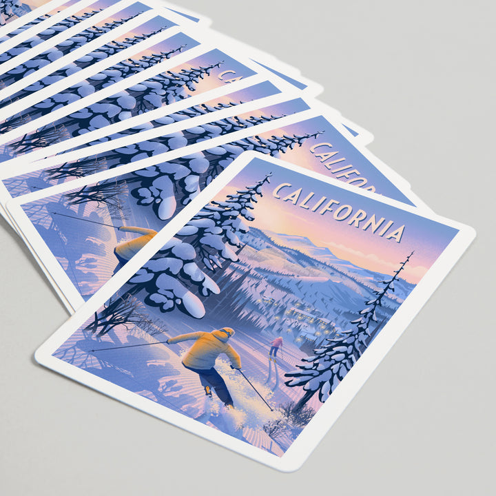 Playing Cards, California, Ski for Miles, Skiing, 52 Card Deck with Jokers in Box, Unique Art