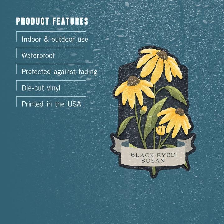 Vintage Flora Noir, Black-Eyed Susan, Vinyl Sticker