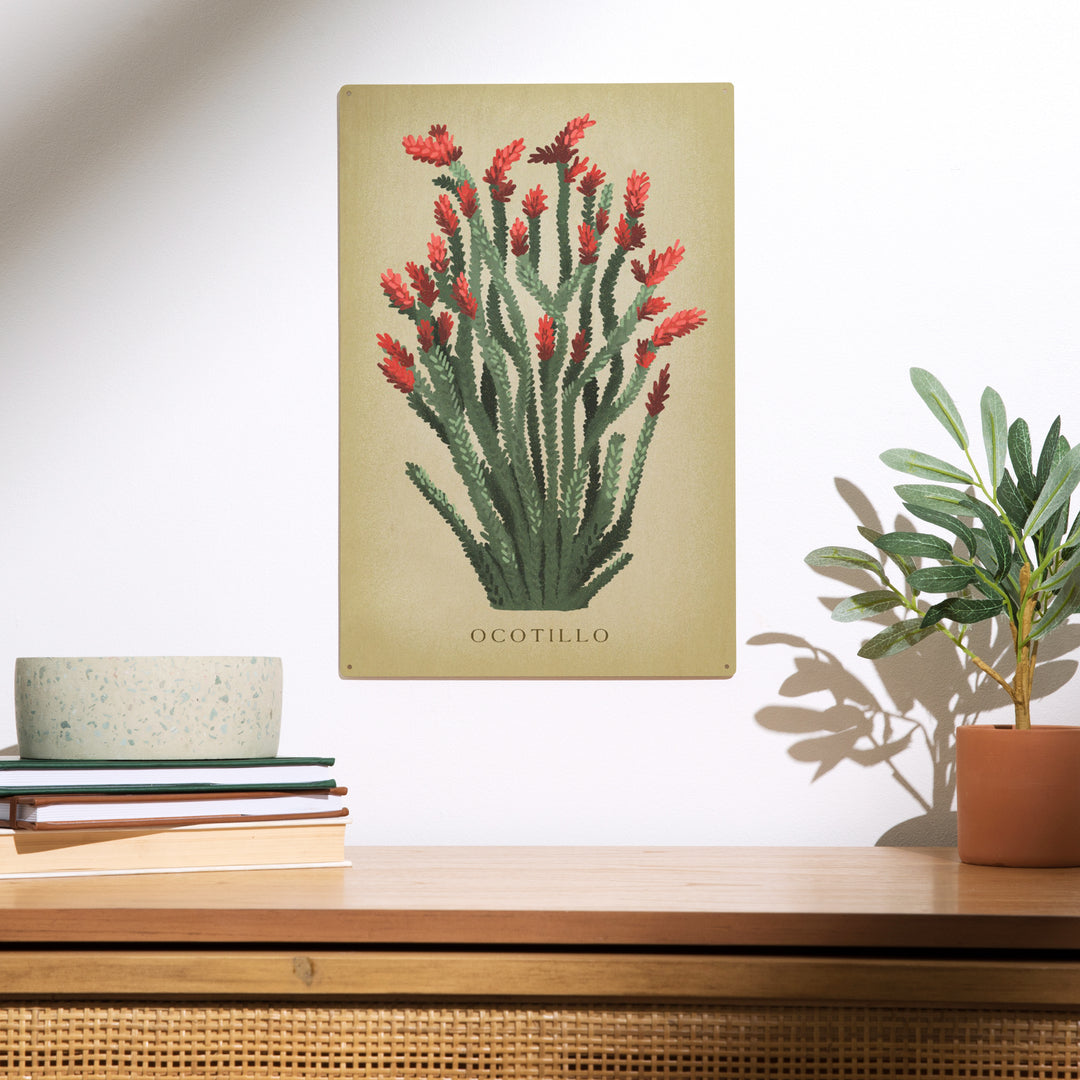 Ocotillo, Vintage Flora, Wood Sign and Postcards
