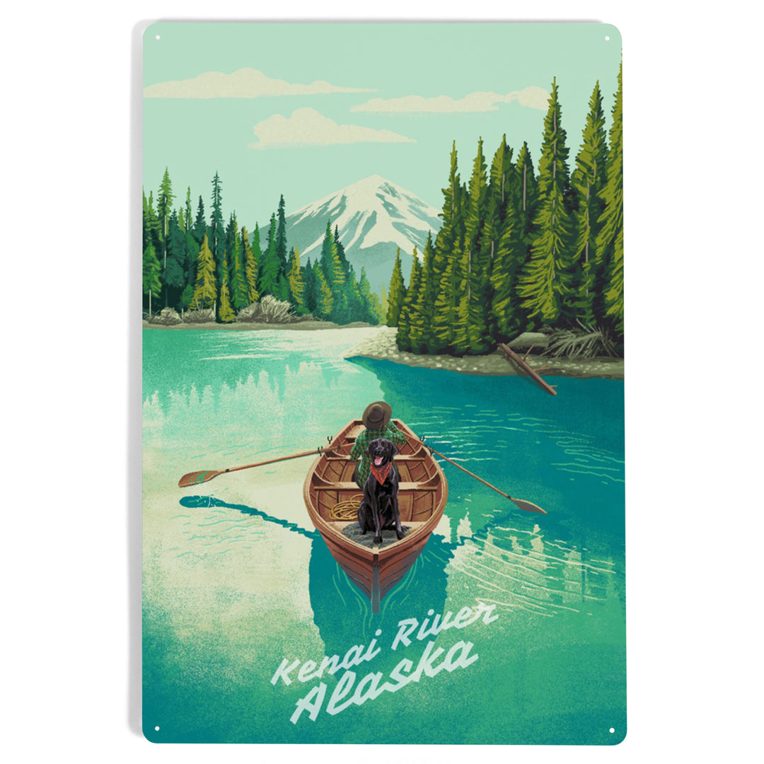 Kenai River, Alaska, Quiet Explorer, Boating, Mountain, Metal Signs - Lantern Press