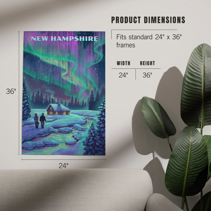 New Hampshire, Northern Lights and Cabin, Art & Giclee Prints