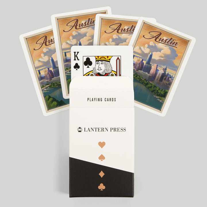 Playing Cards, Austin, Texas, Lithograph, City Series, 52 Card Deck with Jokers in Box, Unique Art