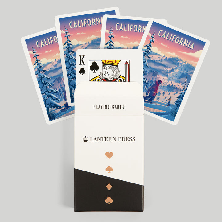 Playing Cards, California, Shred the Gnar, Snowboarding, 52 Card Deck with Jokers in Box, Unique Art