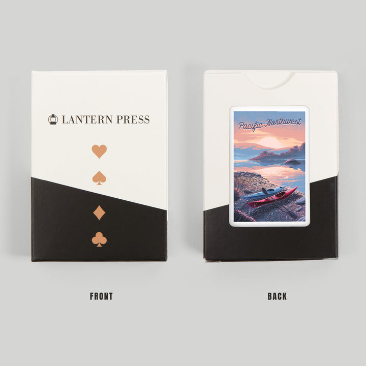 Playing Cards, Pacific Northwest, Glassy Sunrise, Kayak, 52 Card Deck with Jokers in Box, Unique Art