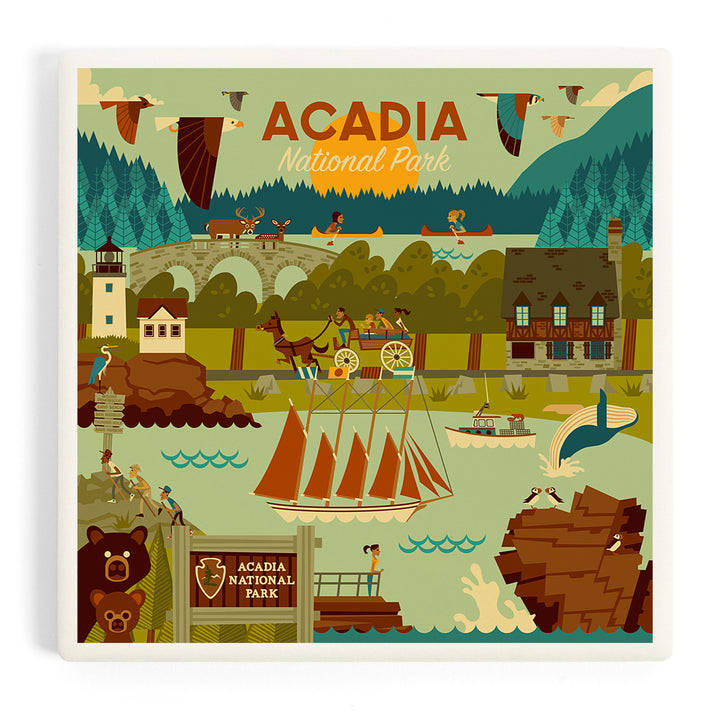 Acadia National Park, Maine, Geometric National Park Series, Coasters