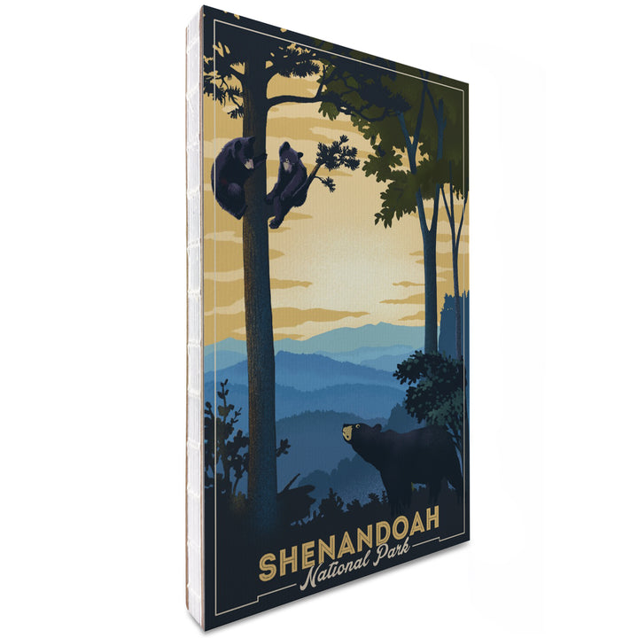 Lined 6x9 Journal, Shenandoah National Park, Black Bears, Lithograph, Lay Flat, 193 Pages, FSC paper