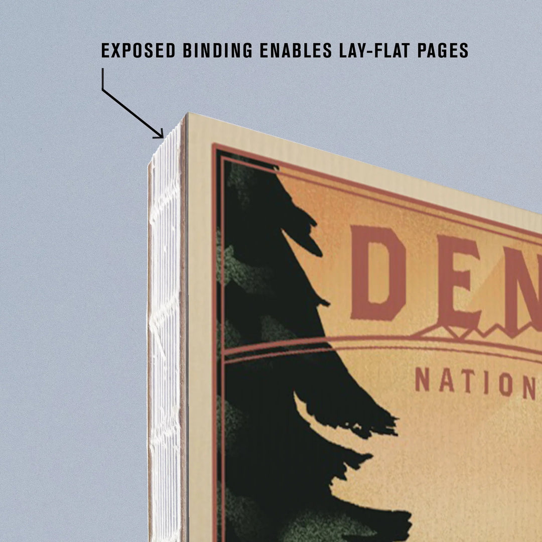 Lined 6x9 Journal, Denali National Park, Alaska, Dall Sheep and Mountain, Lithograph National Park Series, Lay Flat, 193 Pages, FSC paper