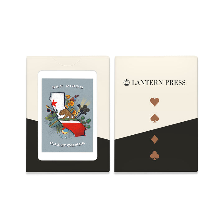 Playing Cards, San Diego, California, State Treasure Trove, 52 Card Deck with Jokers in Box, Unique Art