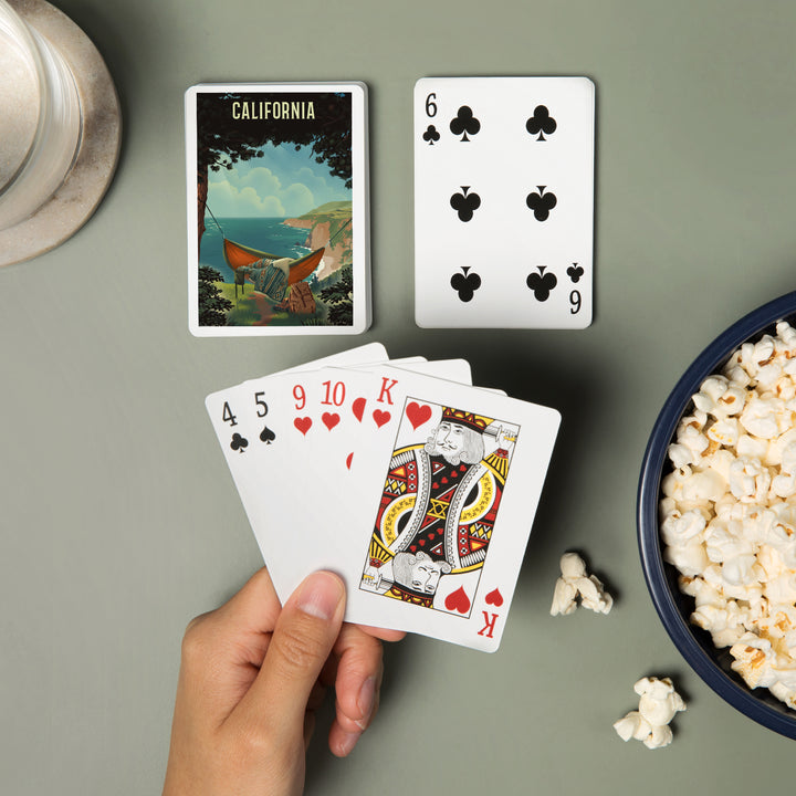 Playing Cards, California, Today's Office, Coastal Series, Hammock on Beach, 52 Card Deck with Jokers in Box, Unique Art