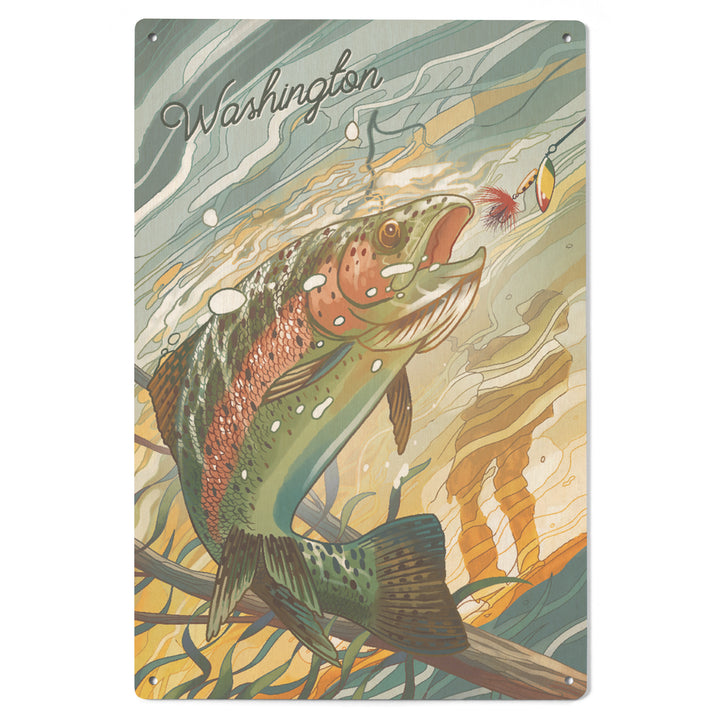 Washington, Fishing, Underwater Trout, Wood Signs and Postcards