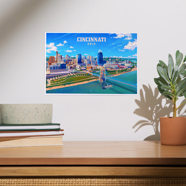 Cincinnati, Ohio, Lithograph City Series, Art & Giclee Prints
