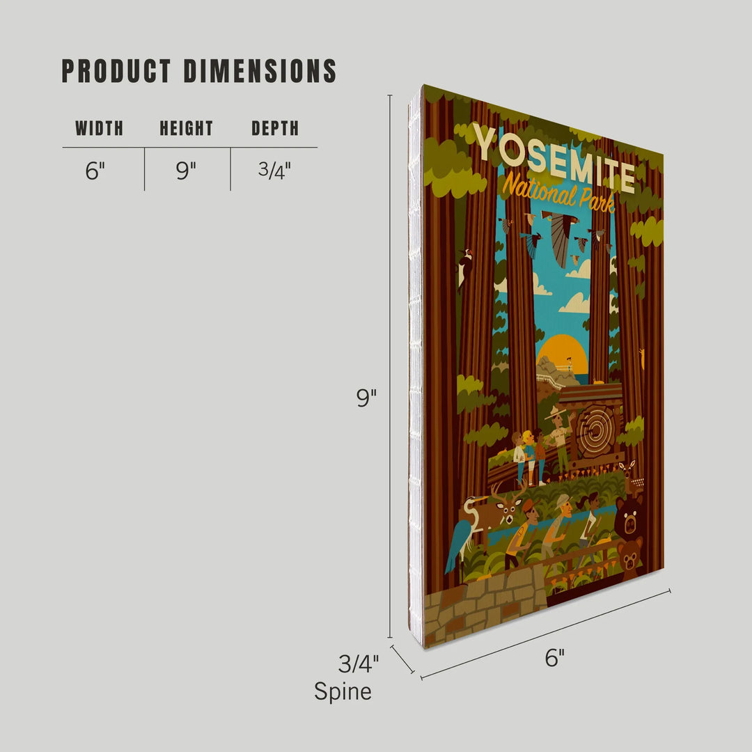Lined 6x9 Journal, Yosemite National Park, California, Forest, Geometric, Lay Flat, 193 Pages, FSC paper