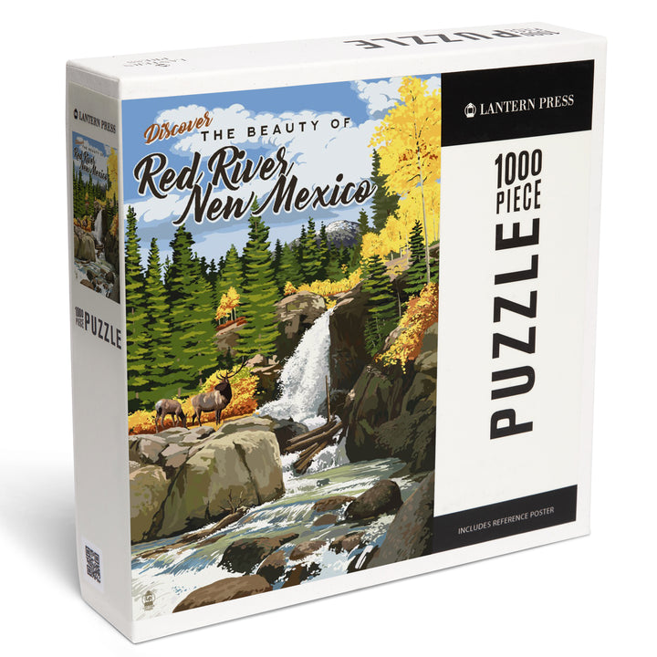 Red River, New Mexico, Painterly, Waterfall, 1000 Piece Jigsaw Puzzle