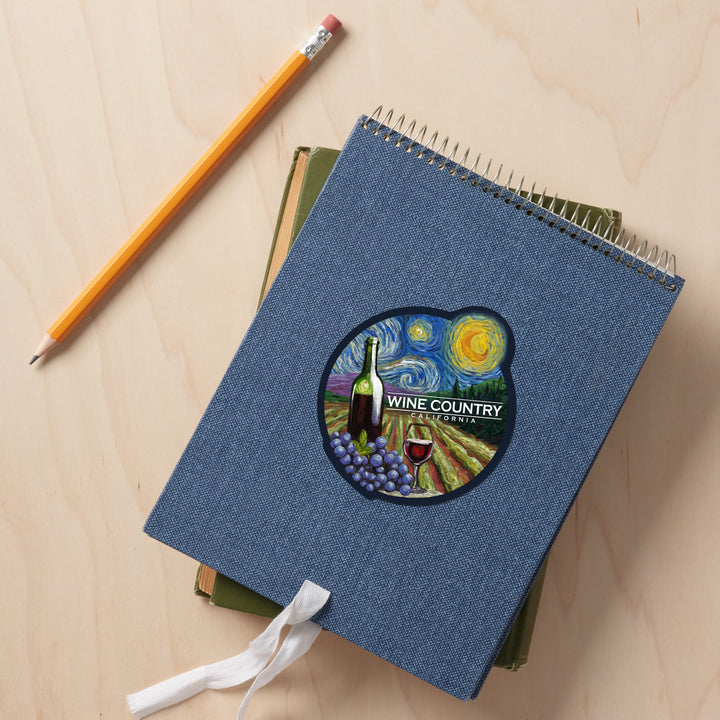 California, Starry Night, Wine Country, Vinyl Sticker