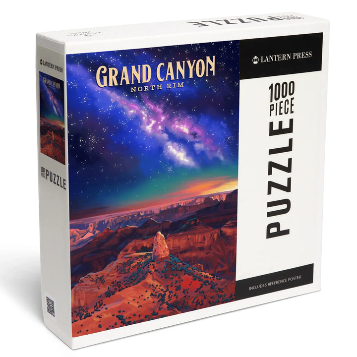 North Rim, Arizona, Oil Painting, Grand Canyon with Stars and Milky Way, 1000 Piece Jigsaw Puzzle