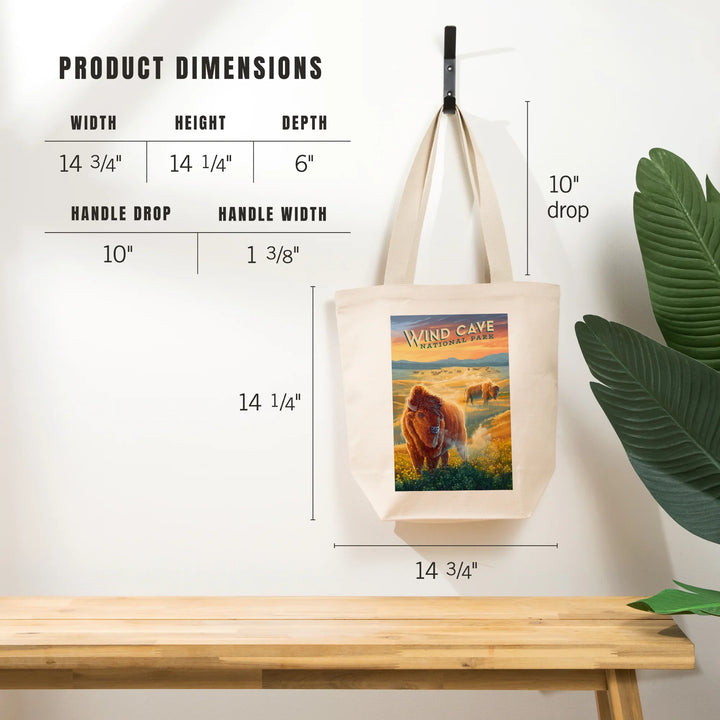 Wind Cave National Park, South Dakota, Oil Painting, Tote Bag