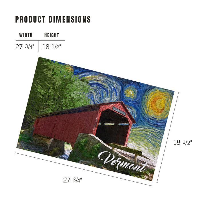 Vermont, Starry Night, Covered Bridge, Jigsaw Puzzle